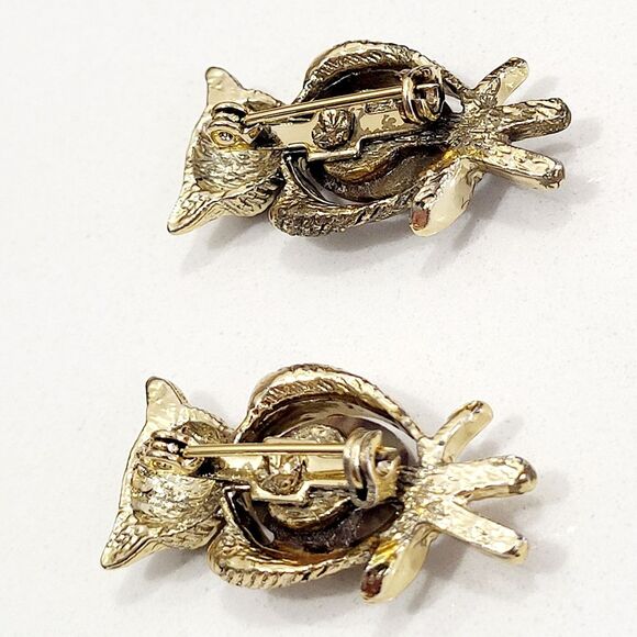 Vintage Gold and Brown Owl Brooches - Picture 6 of 10